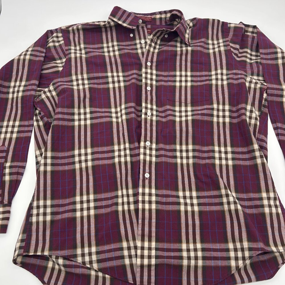 VTG Ralph Lauren‎ Chaps Button Shirt Plaid Long Sleeve Men XL Purple Hong Kong